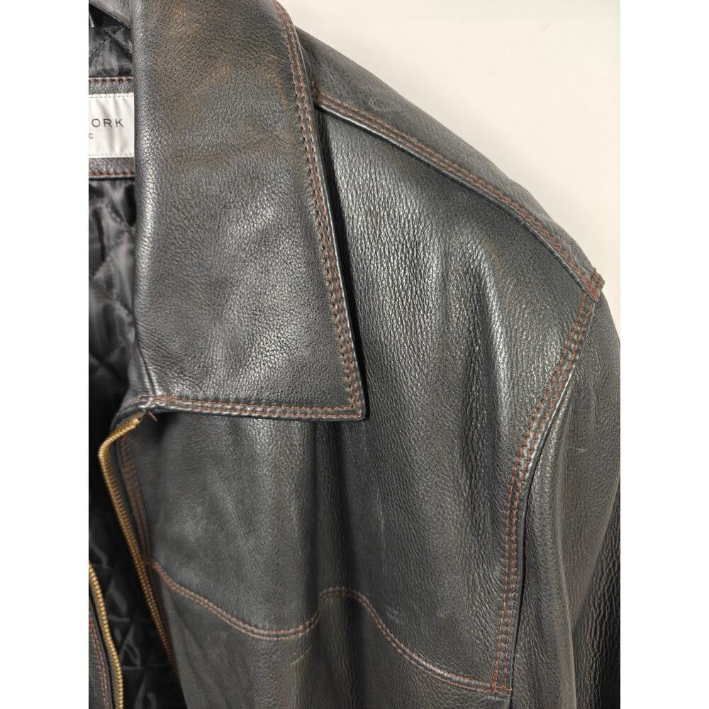 Mens Marc New York Leather Jacket Black 4XLT - Picture 10 of 11